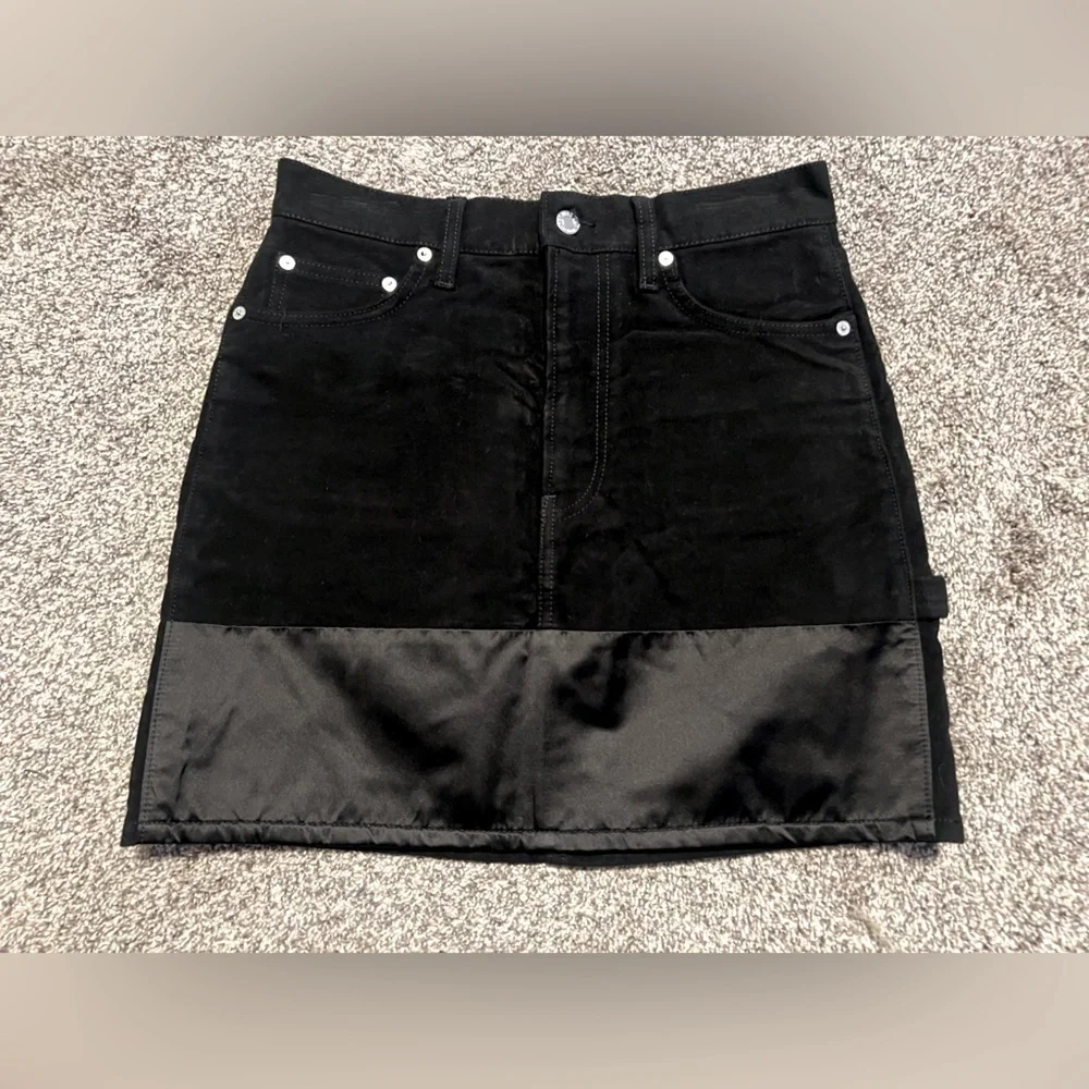HELMUT LANG Black Femme Utility Moleskin Tuxedo Mini Skirt size 27 NWT - Picture 4 of 15